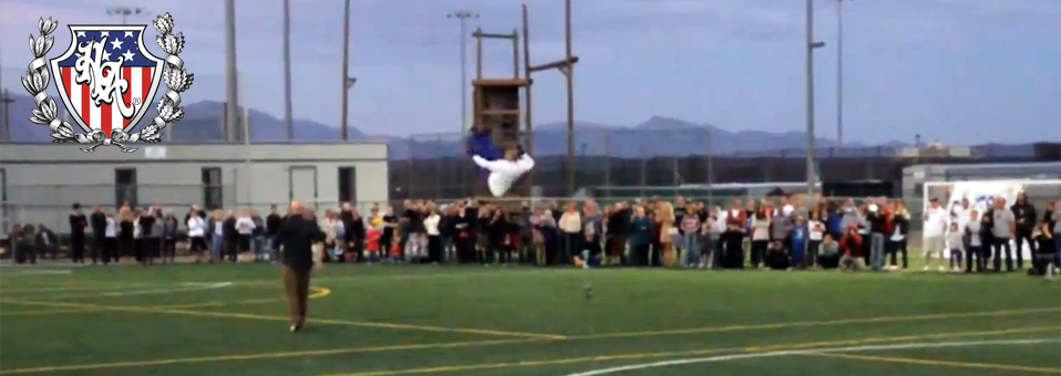 Jesus Half Animal Villa sets Guinness World Record performing 18 front flips on spring-loaded stilts